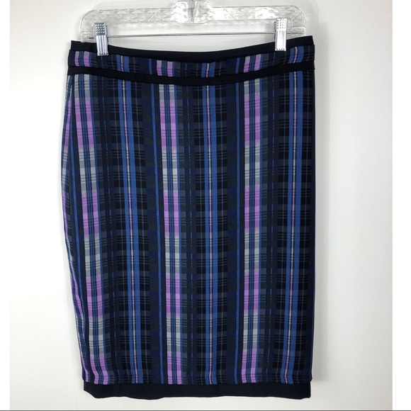 Banana Republic Navy plaid Pencil midi skirt - Picture 1 of 6
